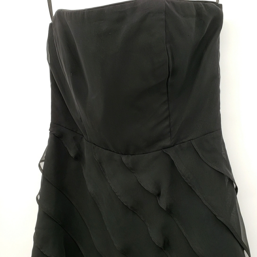 White House Black Market Strapless Black Ruffle Dress - Picture 2 of 9